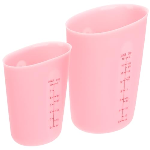 ELAYARD 2 Stück Teiliges Silikon Messbecher Rutschfeste Transparente Messbecher mit Hitzebeständig und Vielseitig für Backen Epoxidharz DIY und Küche Geeignet von ELAYARD