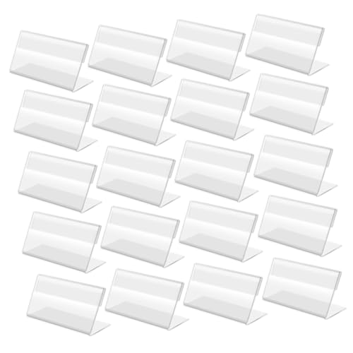 ELAYARD 20 Stück Mini Acryl Preisschildhalter Business Kartenständer Transparent Leicht Praktisch Für Büro Supermarkt und Konferenz Tischdisplay von ELAYARD