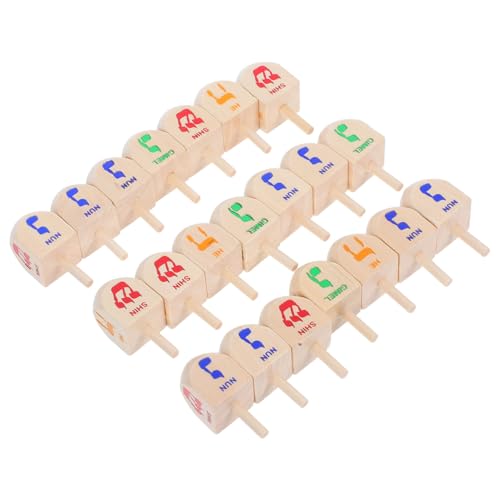 ELAYARD 20 Stück Teiliges Handgefertigte Holz Dreidel Traditionelles Chanukka Langlebige Hölzerne Festliche Chanukka Dekoration Geeignet für Erwachsene Familienfeiern von ELAYARD