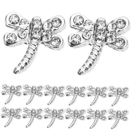 ELAYARD 20 Stück Teiliges Nagelcharms mit Libellen motiven DIY Maniküre Schmuck aus Legierung mit Strasssteinen Glänzende Nail Jewels für Frauen Einfache Nagelkunst zum Aufkleben und von ELAYARD