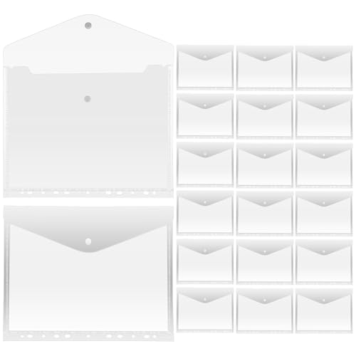 ELAYARD 20 Stück Transparente Dokumententaschen mit Erweiterbare Ordnertaschen für Ringordner Große Kapazität Druckknopfverschluss Vielseitig für Büro und Schule von ELAYARD