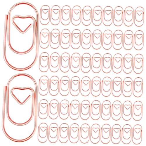 ELAYARD 200 Stück Herzförmige Metall Büroklammern Kleine Kreative Paper Clips Für Dokumente Büro Dekorative Klammern Rosa Gold Mini Paper Clamp von ELAYARD