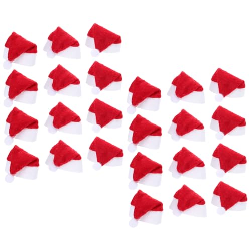 ELAYARD 24 Stück Mini -weihnachtshut -dekoration Weihnachtskopfbedeckung Winzig Weihnachten Lustige Hüte Papa Bulk-weihnachtsmützen Peaky Mini-weihnachtsmützen Fest Weiß Rot Vlies von ELAYARD