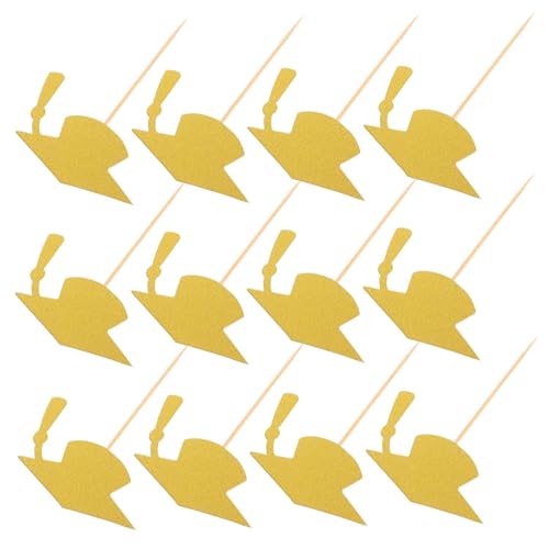 ELAYARD 24 Stück Teiliges Abschlusskuchen Goldene Graduation Cap Cake Toppers Vielseitige Tortendeko für Abschlussfeier Einfach zu Verwenden Kreative Partydekoration für Schulfeiern von ELAYARD