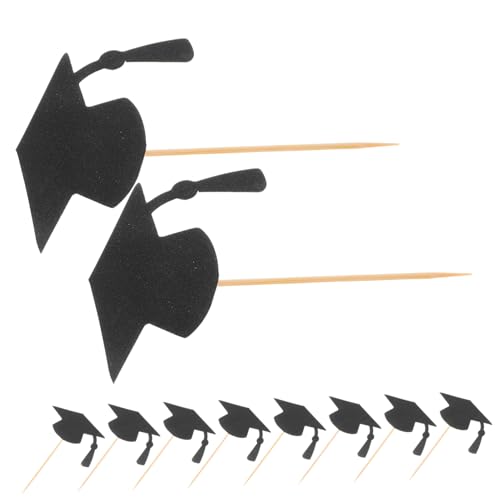 ELAYARD 24 Stück Teiliges Graduation Cap Cupcake Topper Schwarze Tortendeko für Schulabschluss und Abitur Einfache Anwendung für Feierlichkeiten und Partydekoration Vielseitig Einsetzbar von ELAYARD