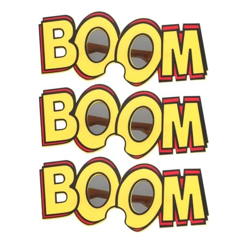 ELAYARD 3 Stück Einzigartige Partybrillen mit Boom Design Lustige Cosplay Sonnenbrille für Erwachsene und Wiederverwendbare Leichte Kunststoffbrillen für Karneval Geburtstag und Fasching von ELAYARD