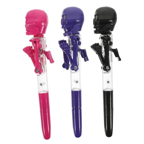 ELAYARD 3 Stück Kürbis -Skelettstift glühen Dekorate gruselig LED Kürbisse UV Neuheit Kugelschreiber Halloween-Kugelschreiber Halloween-Stift Stifte Zufällige Farbe von ELAYARD