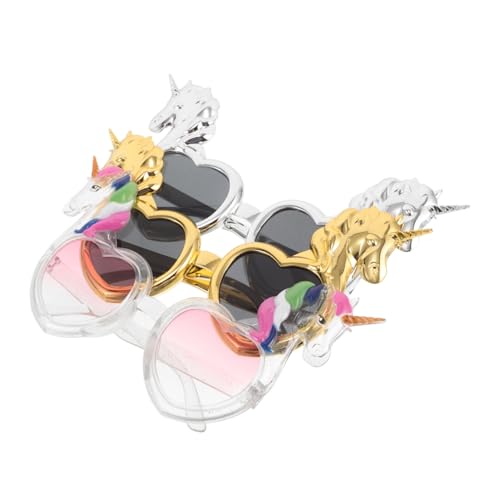 ELAYARD 3 Stück Teiliges Einhorn Partybrillen Bunte Leichte und Stylische Sonnenbrillen für Erwachsene Vielseitige Foto Requisiten für Geburtstags und Themenfeiern von ELAYARD