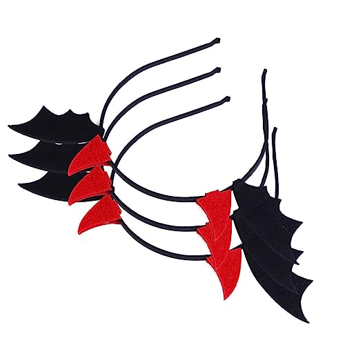 ELAYARD 3 Stück Teiliges Halloween Haarreif Teufelshörner Haarreifen für Erwachsene Kostüm Kopfschmuck Fledermaus Flügel Haarschmuck für Party Karneval Cosplay von ELAYARD