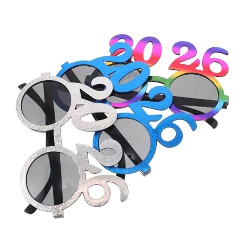 ELAYARD 3 Stück Teiliges Partybrillen Zahlenform Leichte Lustige Silvesterbrille für Neujahrs und Weihnachtsfeiern Auffällige Fotorequisiten für Festliche Jahresenddekoration von ELAYARD