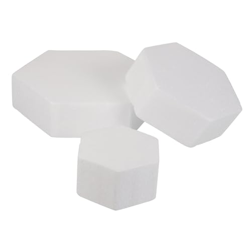 ELAYARD 3 Stück Teiliges Tortenmodelle in Hexagonform Stabile Schaumstoff Kuchen Embryos für DIY Tortendeko Wiederverwendbar für Bastelprojekte und Übungszwecke von ELAYARD
