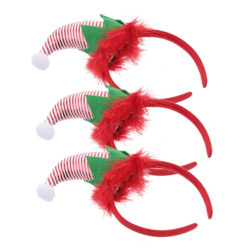 ELAYARD 3 Stück Weihnachtself Haarreif Teiliges Elf Mütze Stirnband Leichtes Kunststoff und Stoffmaterial Design für Weihnachtsfeier Fasching und Karneval Langlebig und Formstabil von ELAYARD