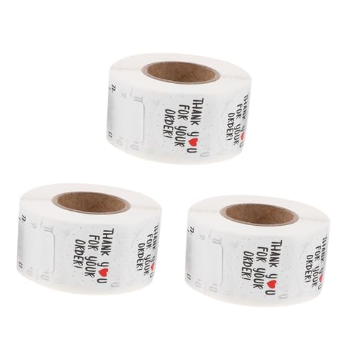 ELAYARD 3Roll Dankeschön Aufkleber Runde Selbstklebende Etiketten für Kleines Gewerbe Vielseitige Versiegelung von Umschlägen Versandverpackungen und Geschenkverpackungen Rückstandsfrei von ELAYARD