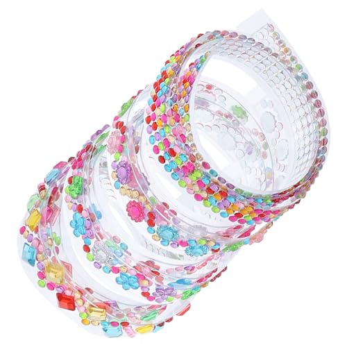 ELAYARD 4 Rollen Selbstklebendes Strassband Acryl Glitzerband für DIY Schmucksteine Basteln Geschenkdekoration Handwerk Telefonhüllen Gläser Geschenkboxen von ELAYARD
