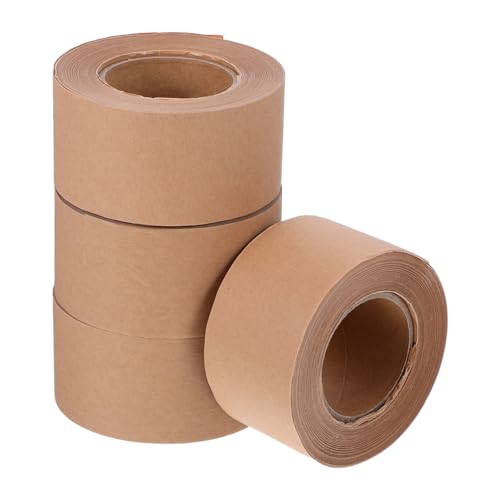 ELAYARD 4 Rollen Wasseraktiviertes Kraftpapier Klebeband Verstärkt Selbstklebend Beschreibbar Temperaturbeständig Starke Haftung Umweltfreundlich für Verpackung Umzug Kartonversiegelung von ELAYARD