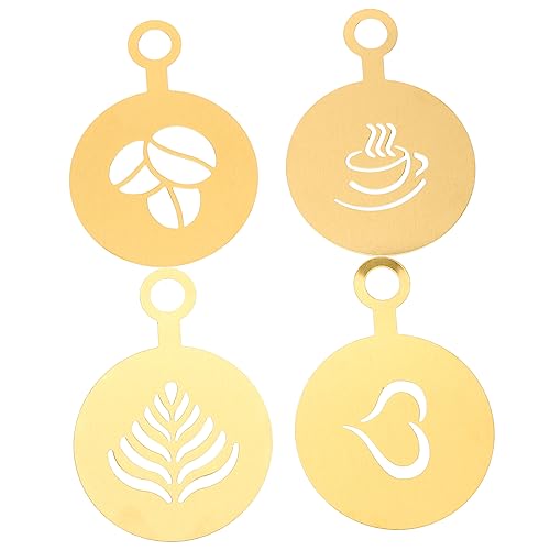 ELAYARD 4 Stück Kaffeestencils aus Teiliges Schablonen für Kreative Latte Art und Kuchen Dekoration Vielseitig Einsetzbar für Kaffee Desserts und von ELAYARD