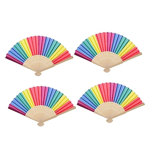 ELAYARD 4 Stück Kreative Klappfächer aus Bunte Regenbogen Fans für Fotorequisiten und Retro Design für Partys und Deko von ELAYARD
