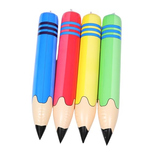 ELAYARD 4 Stück Teiliges Großes Aufblasbares Buntstift- Realistische PVC Bleistift-spielzeuge Leicht und Robust Bunte Riesenstifte als Deko Foto-requisiten für Schulanfang Party von ELAYARD