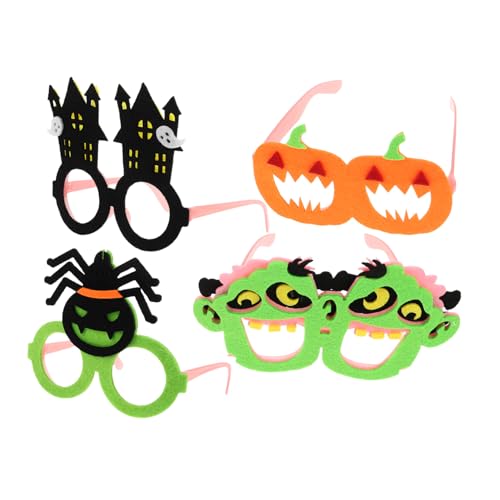 ELAYARD 4 Stück Teiliges Halloween Party Brillen für Leichte Neon Pumpkin und Spinnen Rahmen Komfortable Leuchtende Kostüm Accessoires Vielseitige Foto Requisiten für Halloween Feier und von ELAYARD