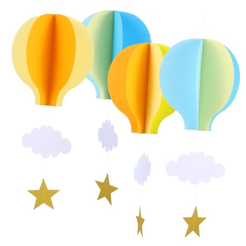 ELAYARD 4 Stück Teiliges Papier heißluftballon Girlanden Bunte Fenster Wanddekorationen für Geburtstagsfeiern Hochzeiten und Babypartys Faltbare Partyhänger aus Hochwertigem Papier von ELAYARD
