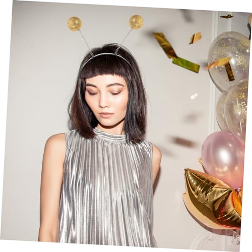ELAYARD 4 Stück Teiliges Party Haarreifen mit Goldenen Glitzerbällen Dekorative Cosplay Stirnbänder für Karneval Themenpartys Kostümzubehör Damen Auffälliger Haarschmuck von ELAYARD