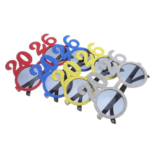 ELAYARD 4 Stück Teiliges Partybrillen aus Robustem Pc Material Glitzer Zahlen Design Widerstandsfähig gegen Verformung für Silvester Feiern und Festliche Dekoration von ELAYARD