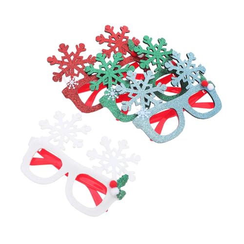 ELAYARD 4 Stück Weihnachtsdekoration Gläser Schneeflocken-brille Glitzerfeiertag Brillen Weihnachtslitterrahmen Brillen Für Die Weihnachtsfeier Glitzernde Weihnachtsbrille Abs von ELAYARD