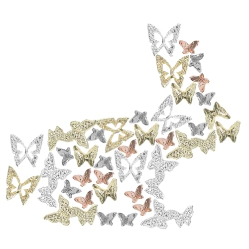 ELAYARD 40 Stück Teiliges Schmetterling Nail Charms aus Legierung Filigrane Nagelkunst Anhänger für Frauen Leichte Nail Art Dekorationen Geeignet für DIY Maniküre Nageldesign und von ELAYARD