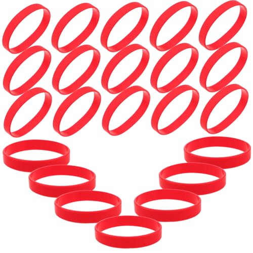 ELAYARD 48 Stück Rote Silikonarmbänder für Erwachsene Elastische Event Wristbands für Teamaktivitäten Partys und Sportveranstaltungen Bequeme Vielseitige Größenanpassung von ELAYARD