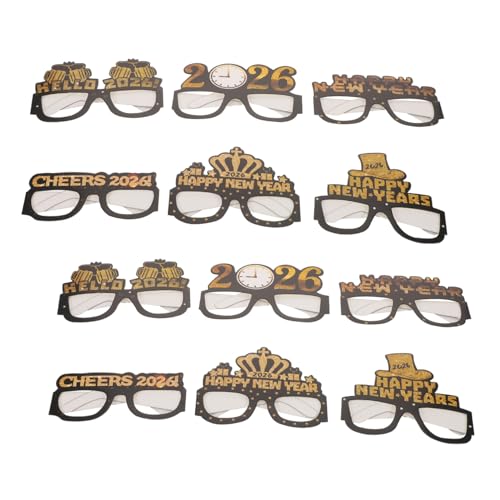 ELAYARD 5 Sätze Silvester Party Brillen aus Leichtem Papier mit Glitzer Einweg Neujahrsbrille für Fotos und Dekoration Stilvolle Nye Accessoires für Erwachsene von ELAYARD