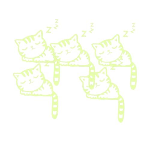 ELAYARD 5 Stück Leuchtende Wandsticker Selbstklebend PVC Nachtlicht Katzen Aufkleber für Lichtschalter Kinderzimmer Schlafzimmer Wohnzimmer Dekoration von ELAYARD