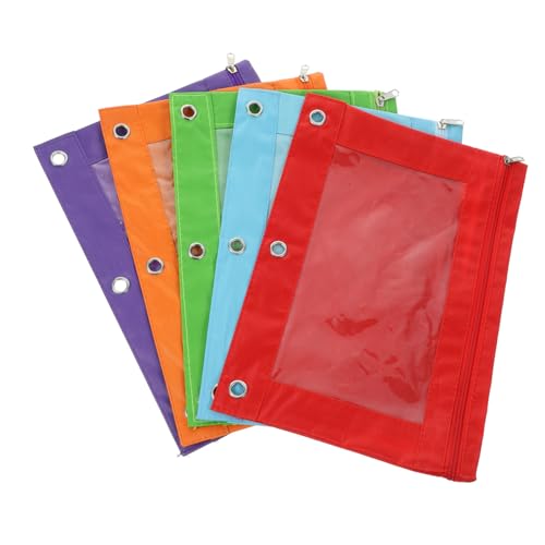 ELAYARD 5 Stück Teiliges Binder Pencil Pouches aus Oxford Robuste Taschen mit Sichtfenster Große Kapazität Vielseitig für Büro Schule und Zuhause Farblich Sortiert Rot Violett Orange ELAYARD 5 Stück Teiliges Binder Pencil Pouches aus Oxford Robuste Taschen mit Sichtfenster Große Kapazität Vielseitig für Büro Schule und Zuhause Farblich Sortiert Rot Violett Orange von ELAYARD