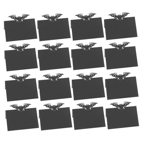 ELAYARD 50 Stück Schwarze Tischkarten Platzkarten aus Papier Leichthändige Praktische Bat Place Cards für Halloween Blanko Sitzplatzkarten Tischnummern für Hochzeit Party Dekoration von ELAYARD