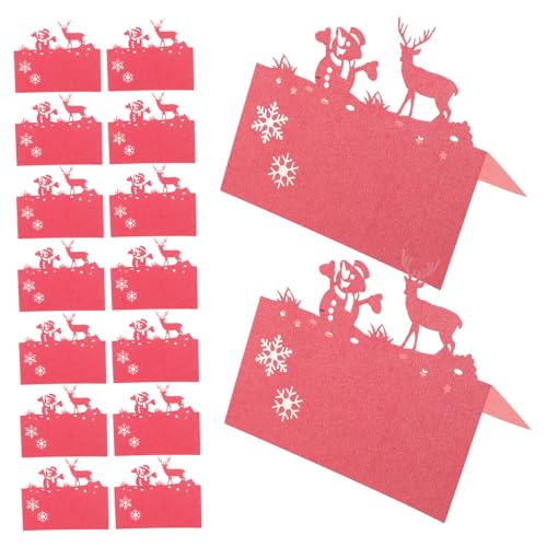 ELAYARD 50 Stück Weihnachts Tischkarten aus Papier mit Filigranem Rentier und Schneemann Motiv Praktische Platzkarten für Festliche Tischdekoration für Große Feiern und Weihnachtsfeste von ELAYARD