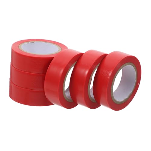 ELAYARD 6 Rollen Isolierband Band elektrisch elektrisches Band Farbbänder flexibles Flachkabelband farbiges Klebeband zur Beschriftung dünnes Klebeband PVC rot von ELAYARD