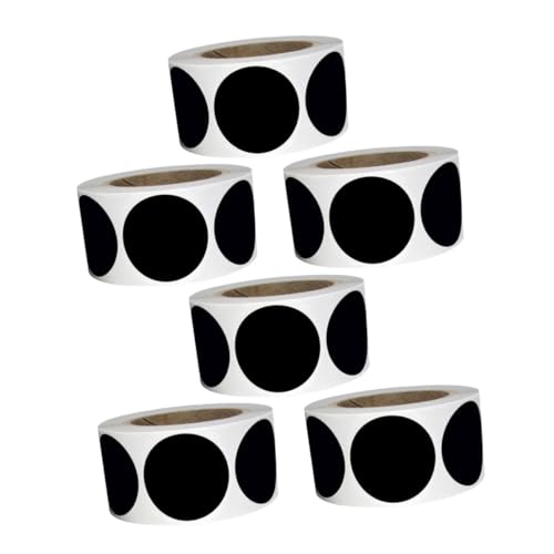 ELAYARD 6 Rollen Schwarze Runde PVC Aufkleber pro Selbstklebende Wasserfeste Etiketten für Lagerorganisation Beschreibbare Kreisetiketten für Küche Büro Garage von ELAYARD