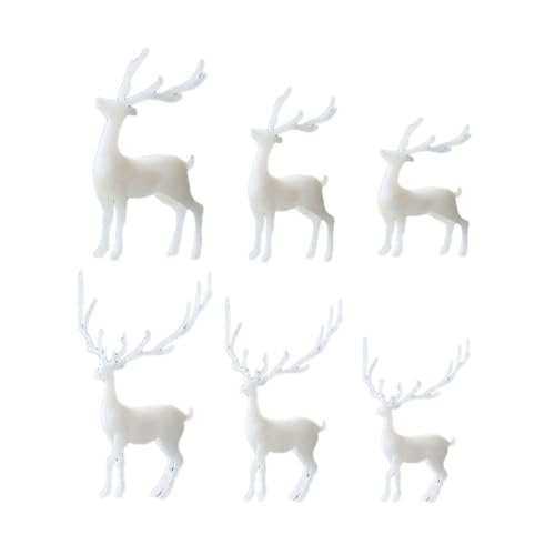 ELAYARD 6 Stück Elch Deko Figuren Weiß Kristall Epoxidharz DIY Füllmaterial Lebensechte Miniatur Waldlandschaft Ornamente für Modellbau und Basteln von ELAYARD