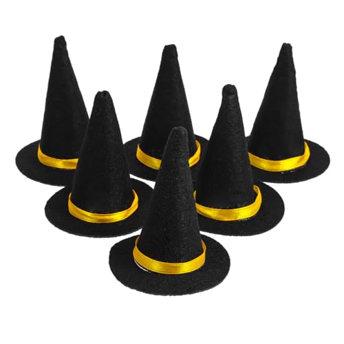 ELAYARD 6 Stück Mini Filz Hexenhüte Handgemacht Halloween Dekoration für Weinflaschen DIY Bastelmaterial Haaraccessoires Schwarz von ELAYARD