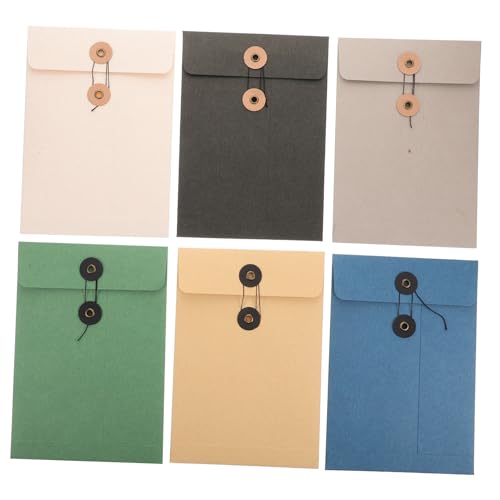 ELAYARD 6 Stück Teiliges Dicke Papier Archivtaschen mit Bindeband Große Dokumentenaufbewahrung Vielseitige Büro Ordner in Sechs Farben Stabile Aktenhüllen für Schule und Büro von ELAYARD