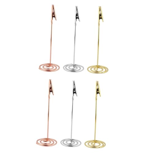 ELAYARD 6 Stück Teiliges Edelstahl Notizhalter Stabile Fotoklammern Mehrzweck Tischkartenhalter für Büro Zuhause Restaurant und Partydekoration in Gold Roségold Silber von ELAYARD