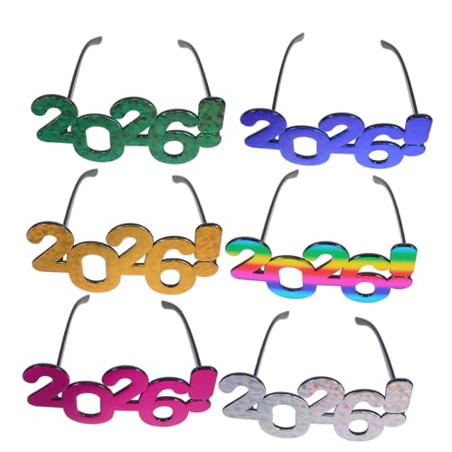 ELAYARD 6 Stück Teiliges Partybrillen Bunte Graduation Eyeglasses mit Retro Nummerndesign Lustige Foto Requisiten für Silvester Abschlussfeiern und Neujahrs Party Zubehör von ELAYARD