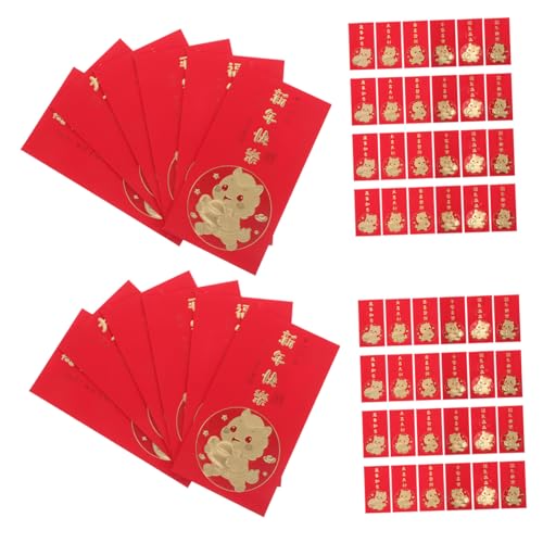 ELAYARD 60 Stück Rote Geldumschläge Jahr Des Pferdes Kreative Cartoon-zodiac Umschläge aus Hochwertigem Papier Große Kapazität für Bargeld und Geschenke für Tischdekoration bei Asiatischen von ELAYARD