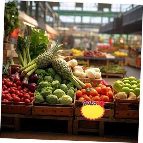 ELAYARD 80 Stück Teiliges Verkaufsschild Fluoreszierende Preisschilder Beschriftbar Ablösbar für Supermarkt Laden Obstgeschäft DIY Shop Display Tags von ELAYARD