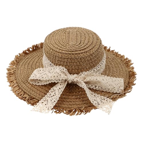 ELAYARD Doll Strohhut mit Eleganter Spitzen schleife Langlebige Dekoration für Puppen Kompakte Formbeständig Geeignet als Niedlicher Sommerhut für Puppen und Sammlerstücke von ELAYARD