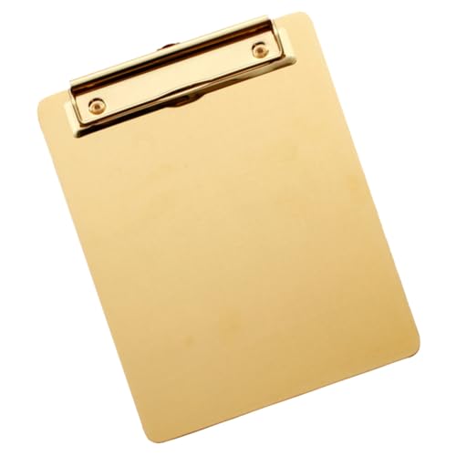 ELAYARD Edelstahl Klemmbrett Gold mit Stabilem Clip bis Glatte Oberfläche und Abgerundete Ecken Robustes Schreibbrett für Schule Büro Lehrer und Studenten Praktisches Memo board von ELAYARD