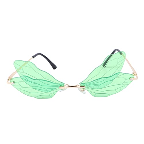 ELAYARD Grüne Dragonfly Wings Partybrille mit Kreativen Flügelformen Dekorative Foto Brille für Erwachsene für Kostüm Cosplay und Festliche Feiern von ELAYARD