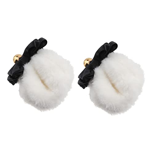 ELAYARD Haarklammern mit Bärenohren und Flauschiger Schleife Kreative Haarspangen für Mädchen Weiche Langlebige Haarschmuck Accessoires in Schwarz und Weiß Geeignet für Alltag und von ELAYARD