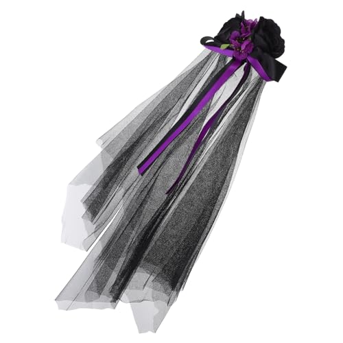 ELAYARD Halloween Rosen Kopfschmuck mit Schleier Leichtes Blumen Stirnband für Damen Gothic Kopfschmuck für Kostüm Cosplay und Party Zubehör für Tag der Toten und Braut Accessoires von ELAYARD