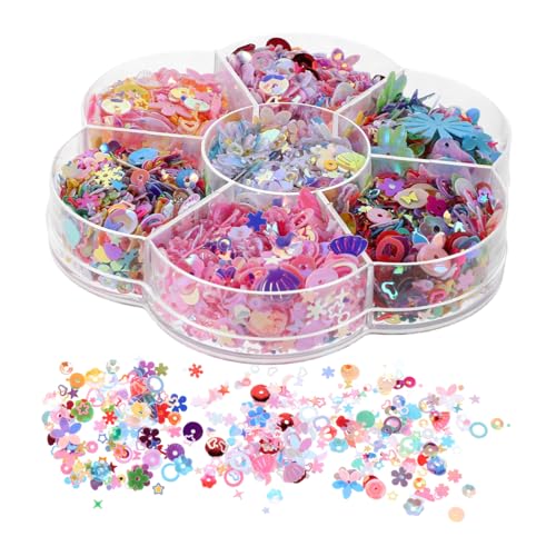 ELAYARD Irideszierende Muschelform Pailletten für DIY Basteln Langlebige Bunte Flache Pailletten Perlen für Schmuck Nagelkunst Bekleidung und Partydekorationen von ELAYARD