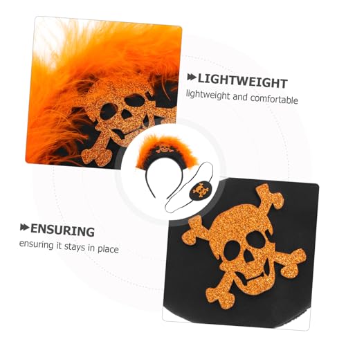ELAYARD Kreatives Teiliges Halloween Piraten mit Orangefarbenem Kuscheligem Augenklappe Haarreif Stil Unisex für Erwachsene für Cosplay und Maskenpartys von ELAYARD